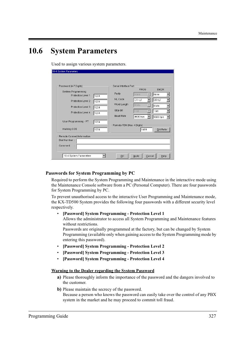 6system parameters, 6 system parameters | Panasonic KX-TD500 User Manual | Page 327 / 394