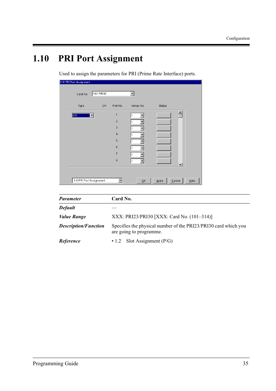 10pri port assignment, 10 pri port assignment | Panasonic KX-TD500 User Manual | Page 35 / 394