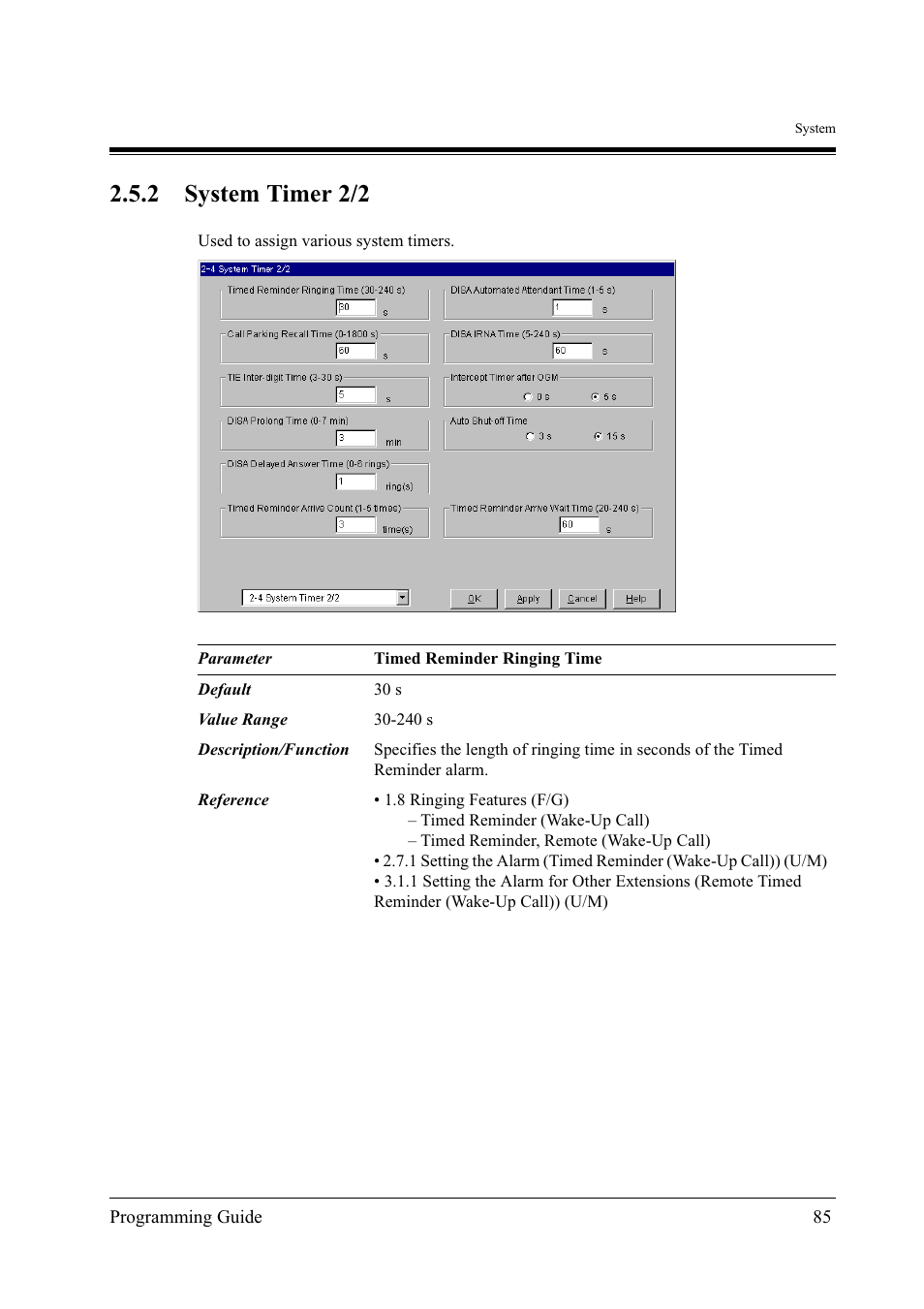 2 system timer 2/2 | Panasonic KX-TD500 User Manual | Page 85 / 394