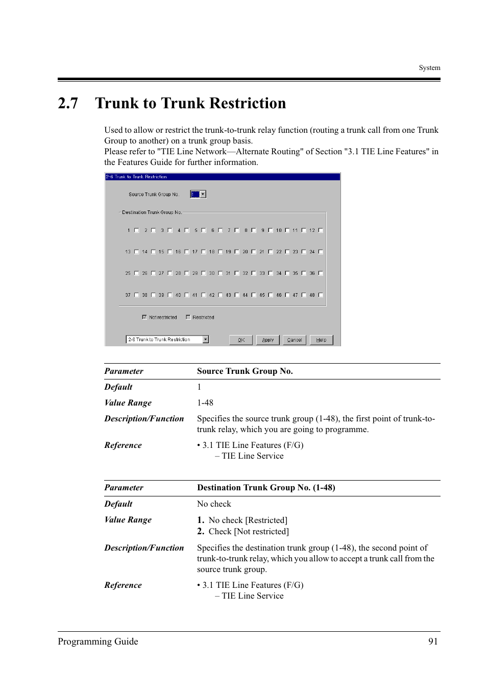 7trunk to trunk restriction, 7 trunk to trunk restriction | Panasonic KX-TD500 User Manual | Page 91 / 394