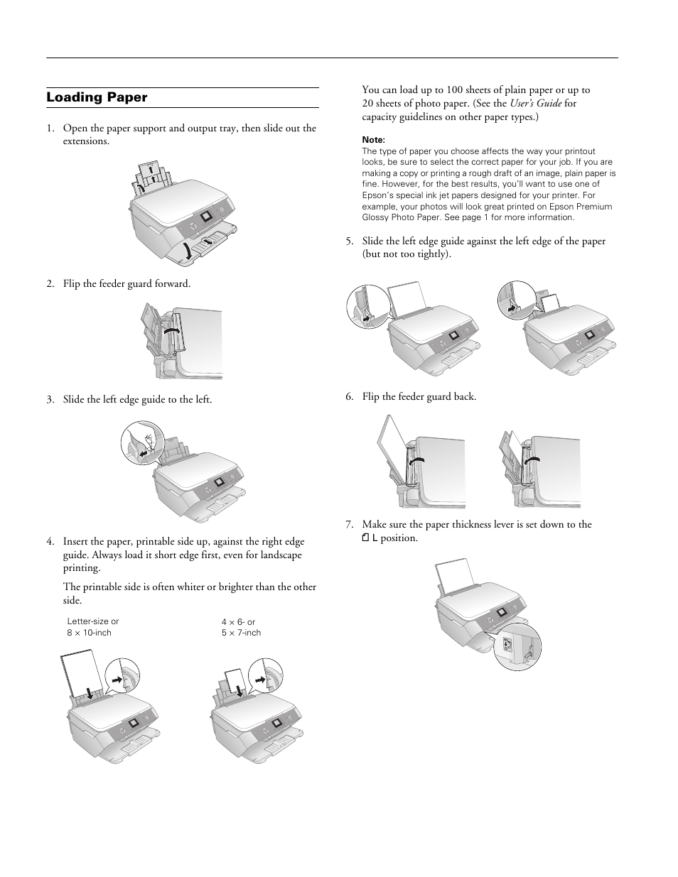 Loading paper | Epson Stylus CX7800 User Manual | Page 4 / 18