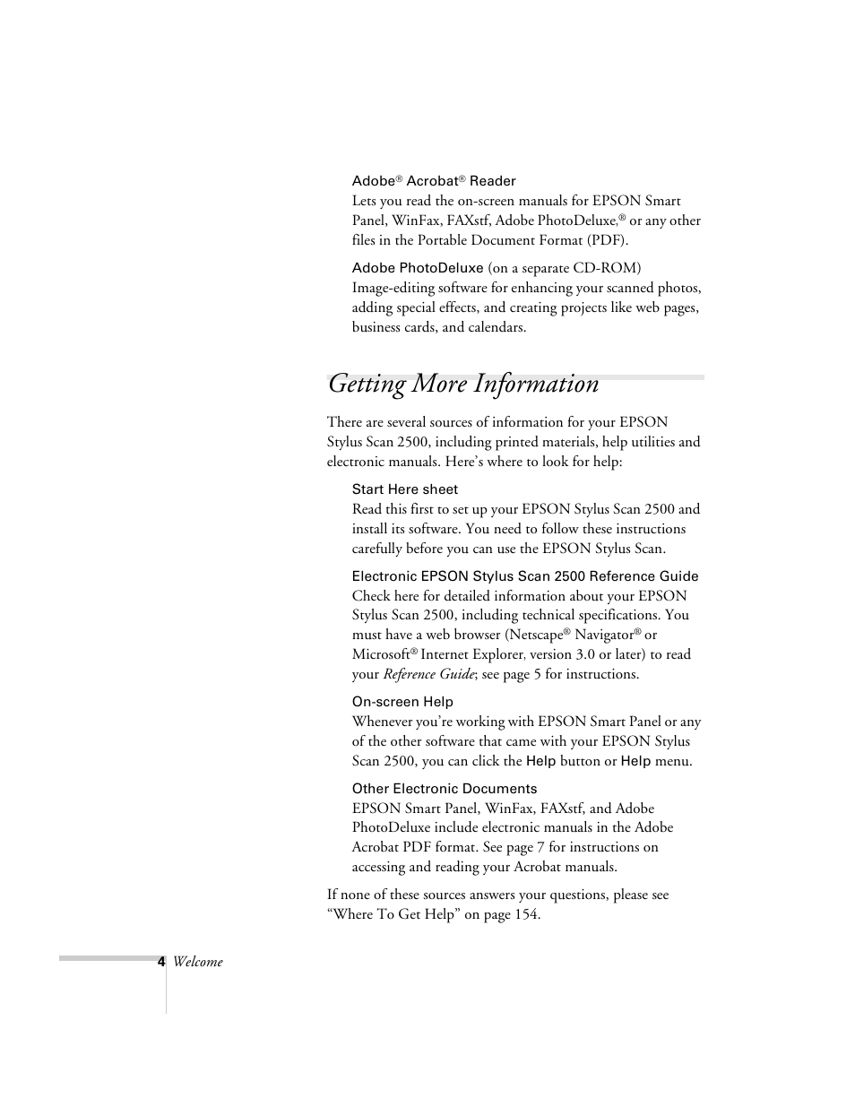 Getting more information | Epson 2500 User Manual | Page 10 / 180