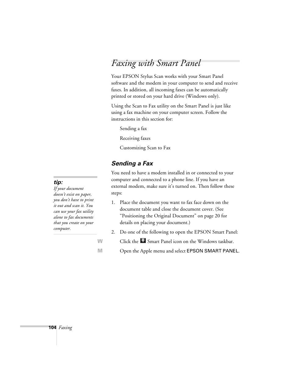 Faxing with smart panel, Sending a fax | Epson 2500 User Manual | Page 110 / 180