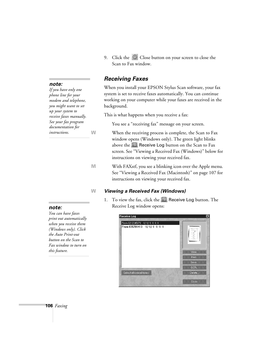 Receiving faxes | Epson 2500 User Manual | Page 112 / 180