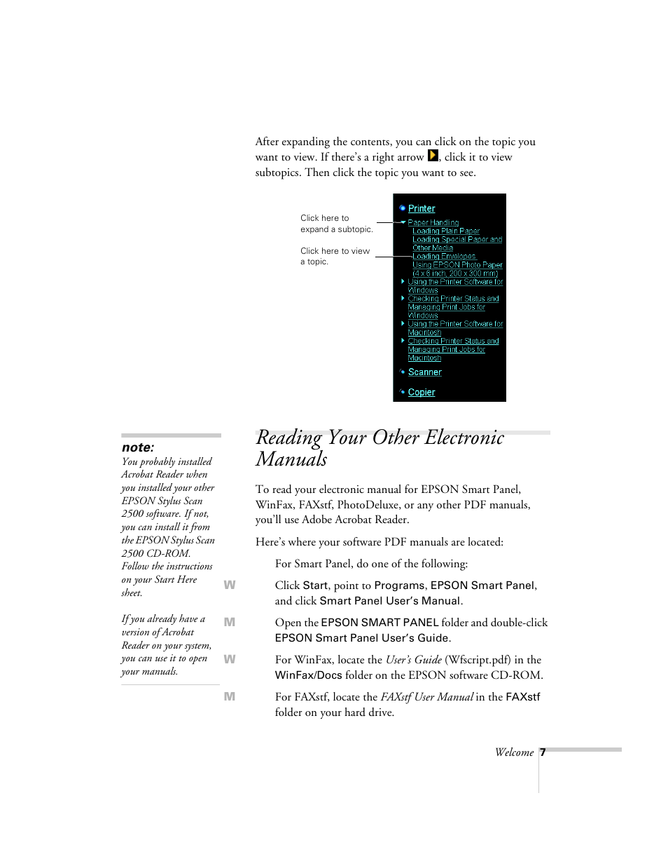 Reading your other electronic manuals | Epson 2500 User Manual | Page 13 / 180