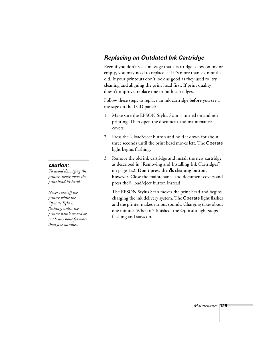 Replacing an outdated ink cartridge | Epson 2500 User Manual | Page 131 / 180