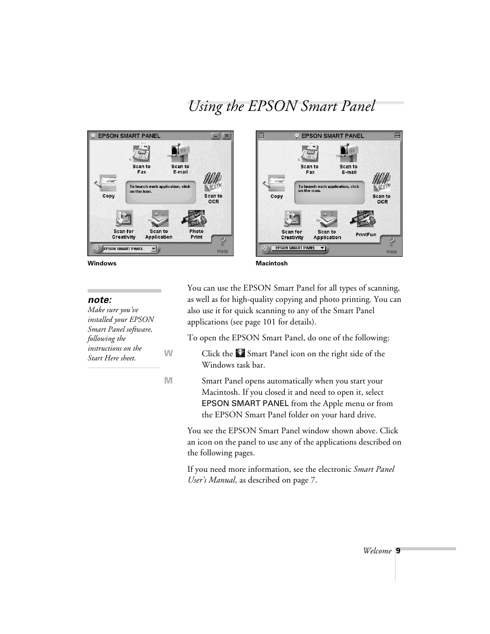 Using the epson smart panel | Epson 2500 User Manual | Page 15 / 180