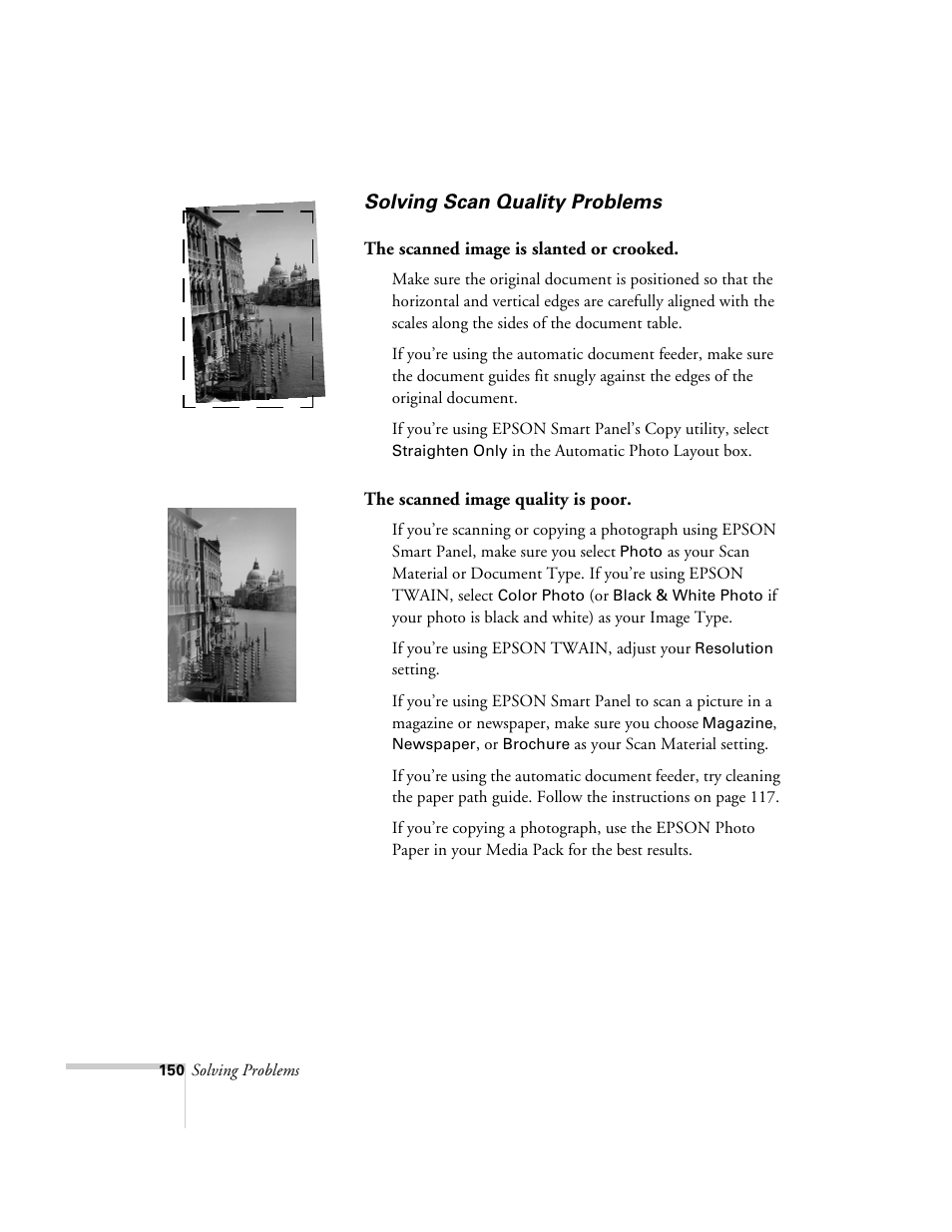 Solving scan quality problems | Epson 2500 User Manual | Page 156 / 180
