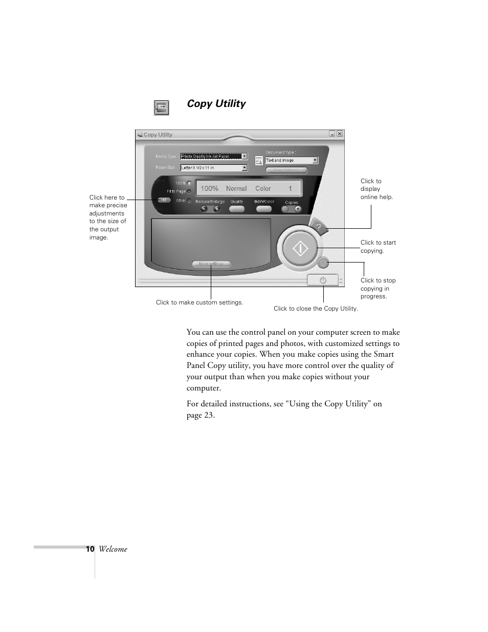 Copy utility | Epson 2500 User Manual | Page 16 / 180