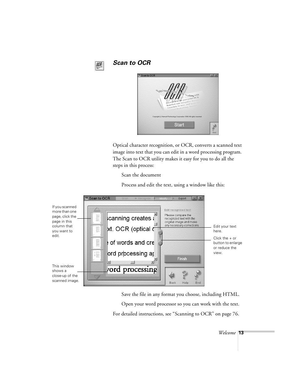 Scan to ocr | Epson 2500 User Manual | Page 19 / 180