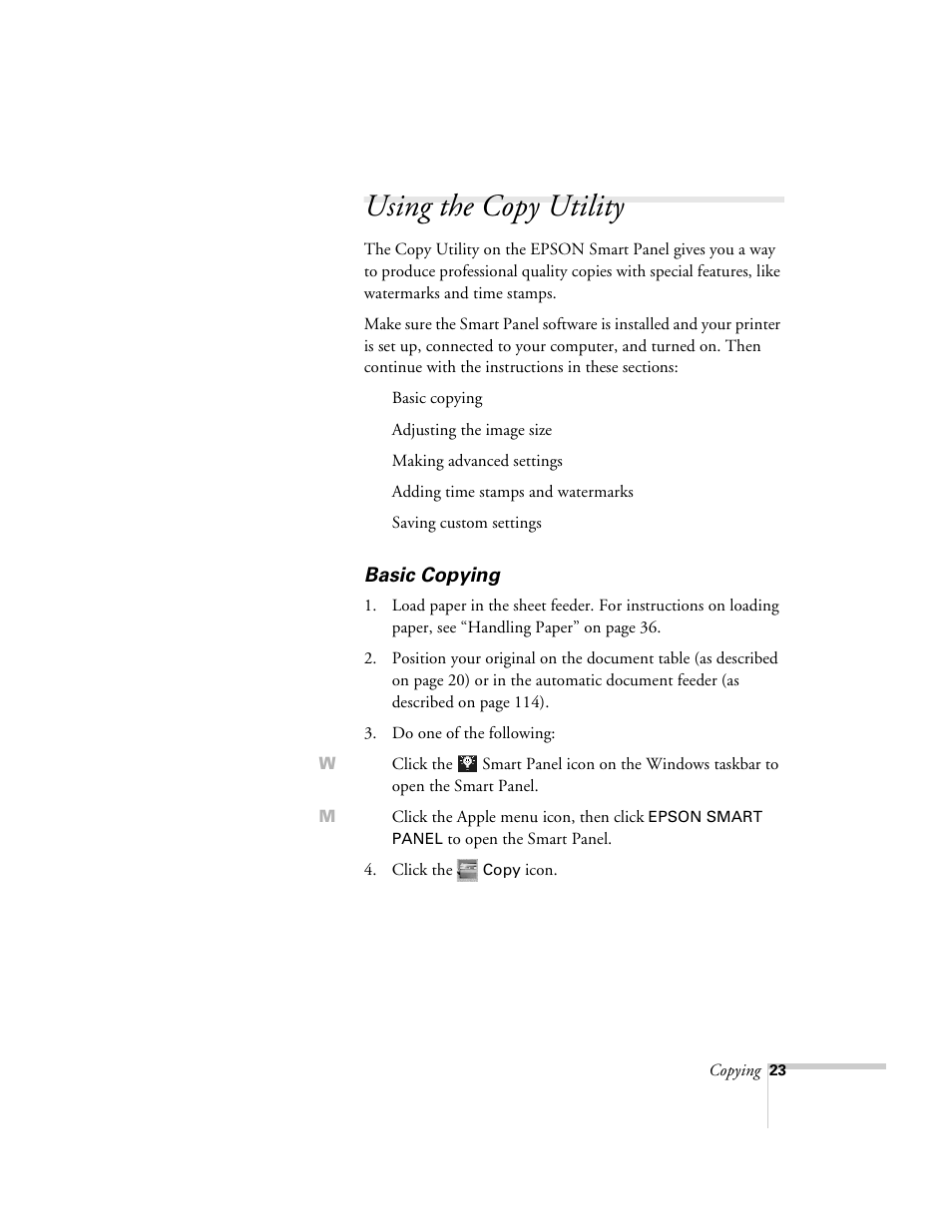 Using the copy utility, Basic copying | Epson 2500 User Manual | Page 29 / 180