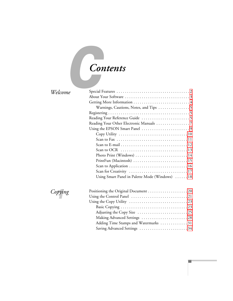 Epson 2500 User Manual | Page 3 / 180