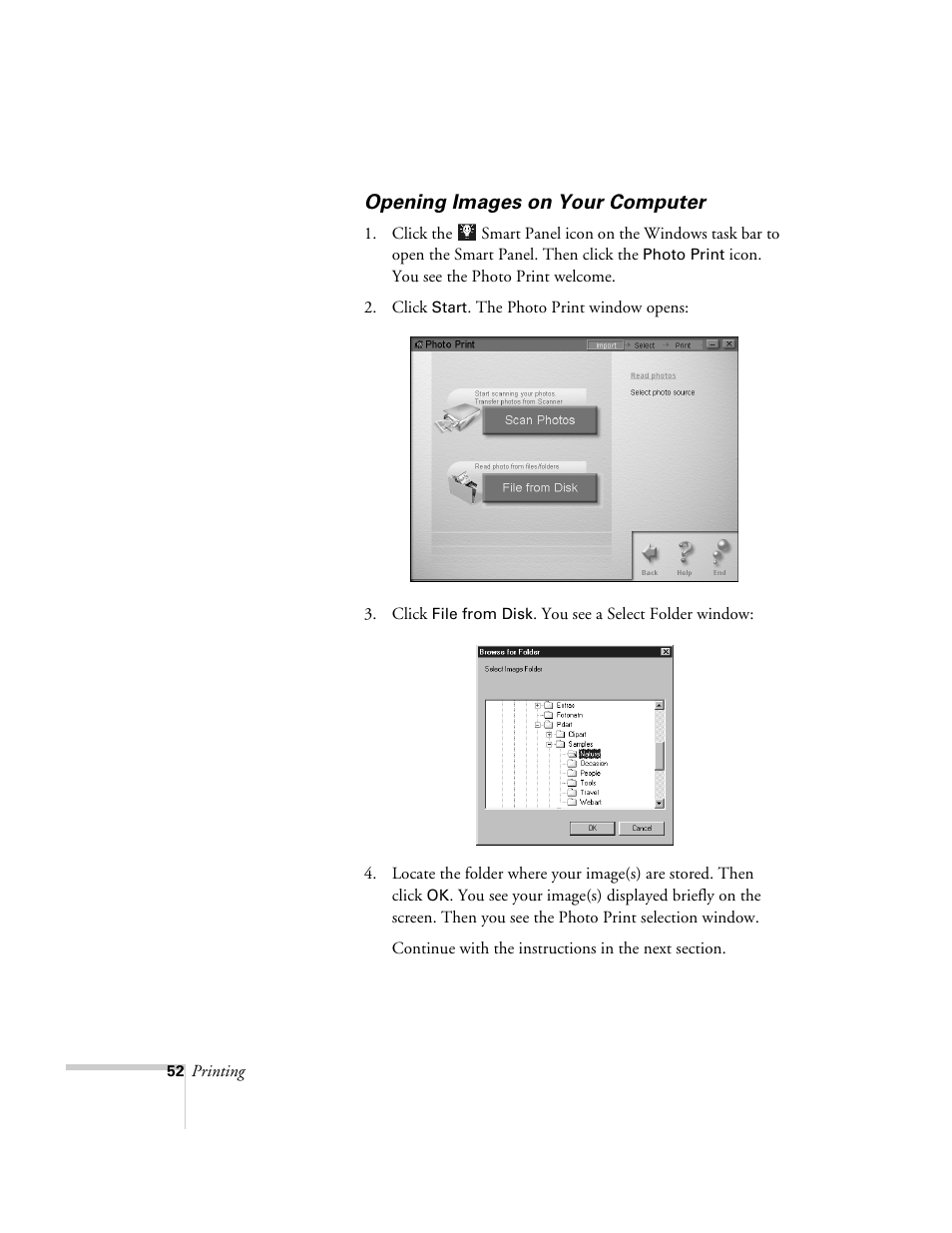 Opening images on your computer | Epson 2500 User Manual | Page 58 / 180