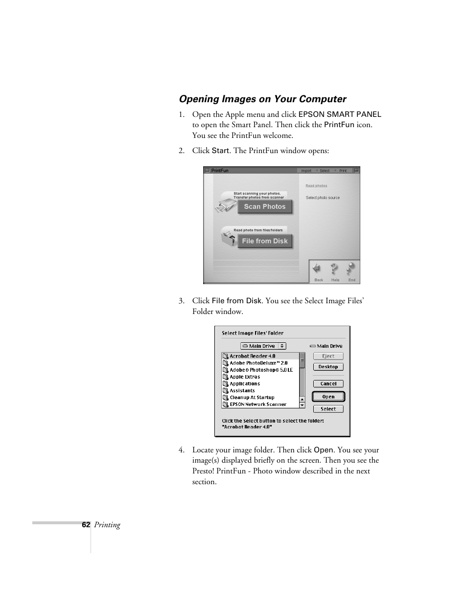 Opening images on your computer | Epson 2500 User Manual | Page 68 / 180