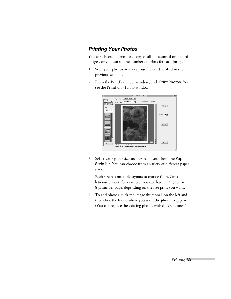 Printing your photos | Epson 2500 User Manual | Page 69 / 180