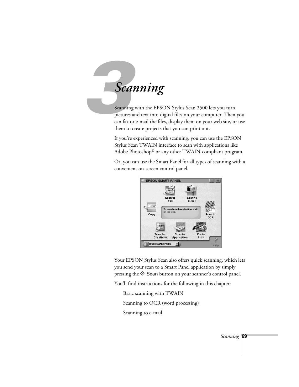 Chap 3-scanning, Scanning | Epson 2500 User Manual | Page 75 / 180