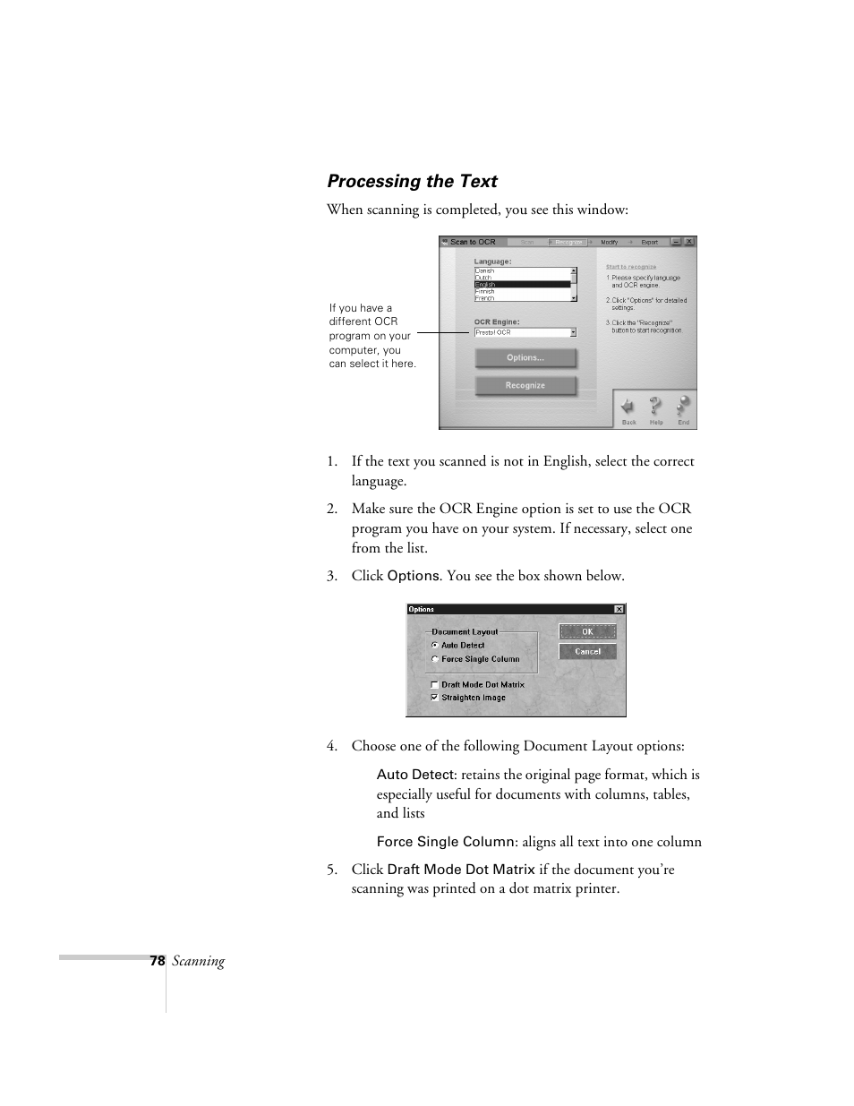 Processing the text | Epson 2500 User Manual | Page 84 / 180