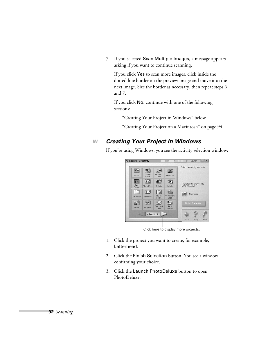 Creating your project in windows | Epson 2500 User Manual | Page 98 / 180