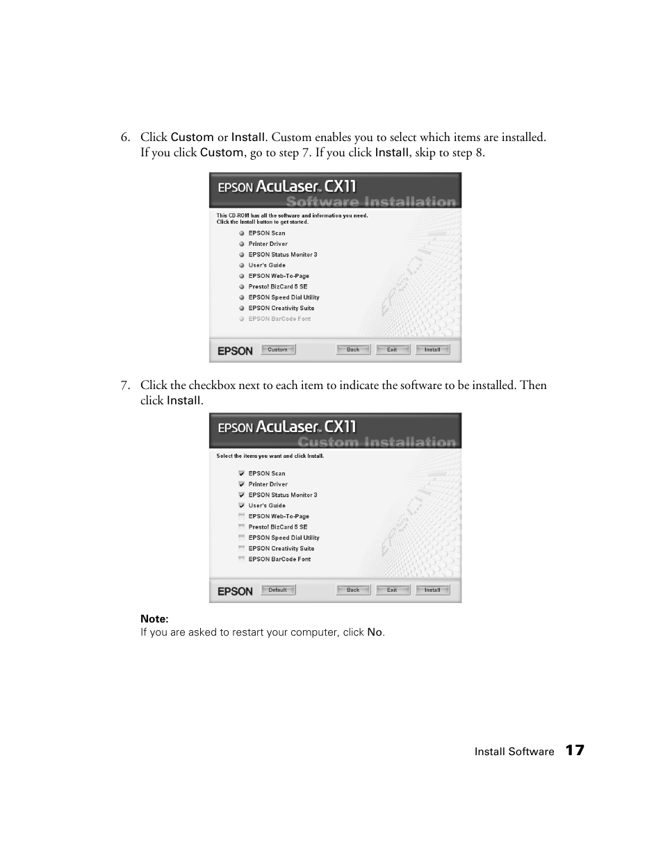 Epson AcuLaser CX11N User Manual | Page 17 / 32