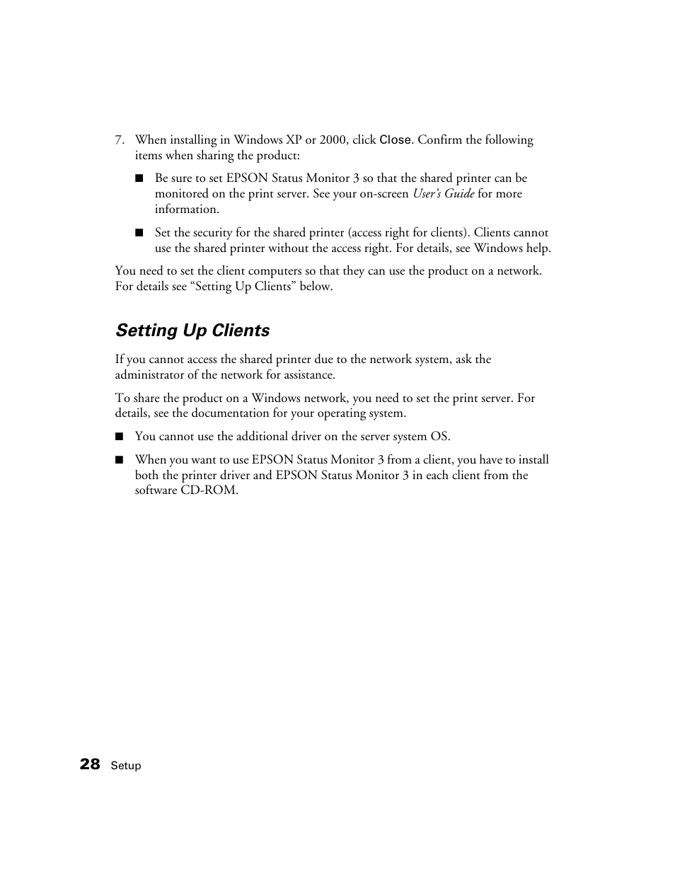 Setting up clients | Epson AcuLaser CX11N User Manual | Page 28 / 32