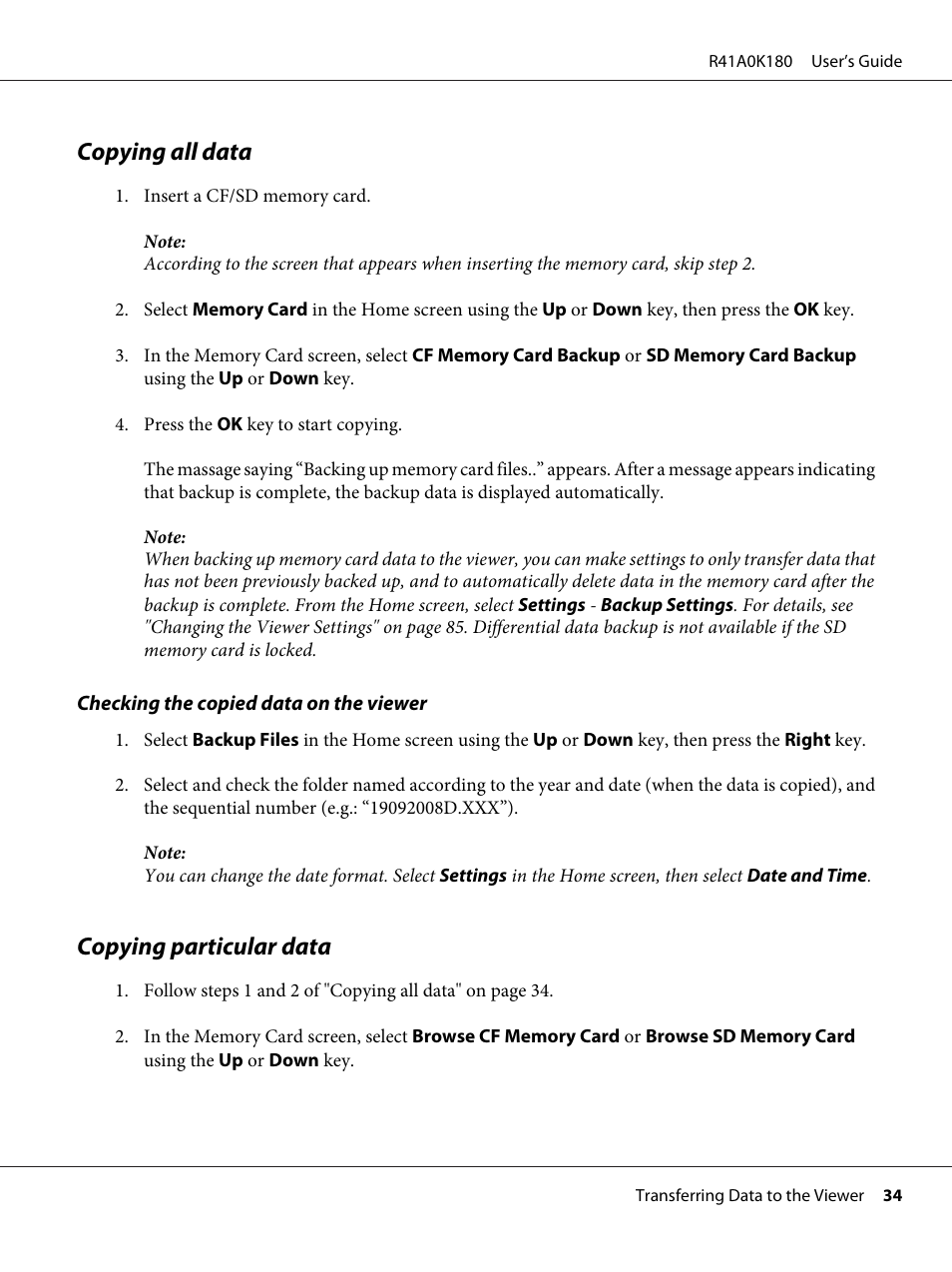 Copying all data, Copying particular data, Copying all data copying particular data | Epson P-7000 User Manual | Page 34 / 116