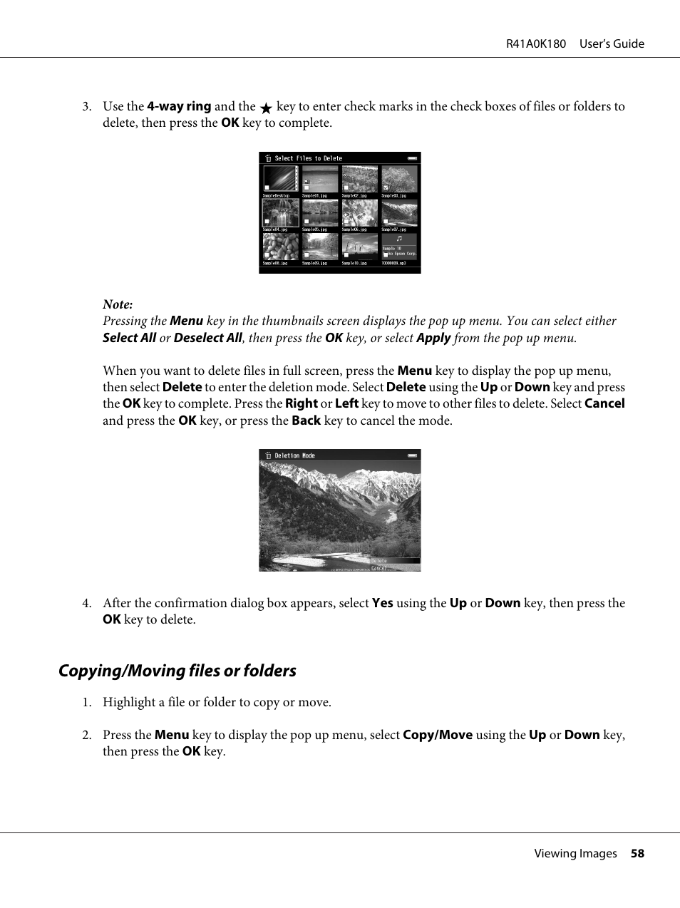 Copying/moving files or folders | Epson P-7000 User Manual | Page 58 / 116