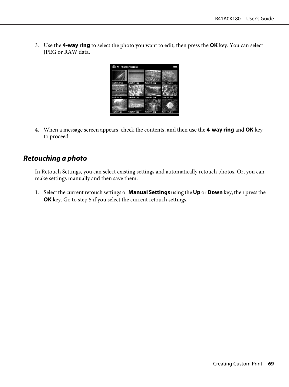 Retouching a photo | Epson P-7000 User Manual | Page 69 / 116