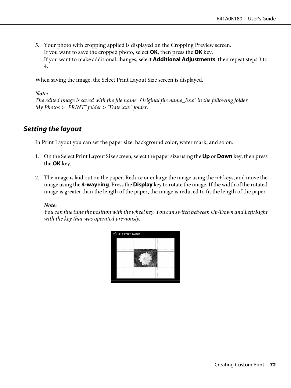 Setting the layout | Epson P-7000 User Manual | Page 72 / 116