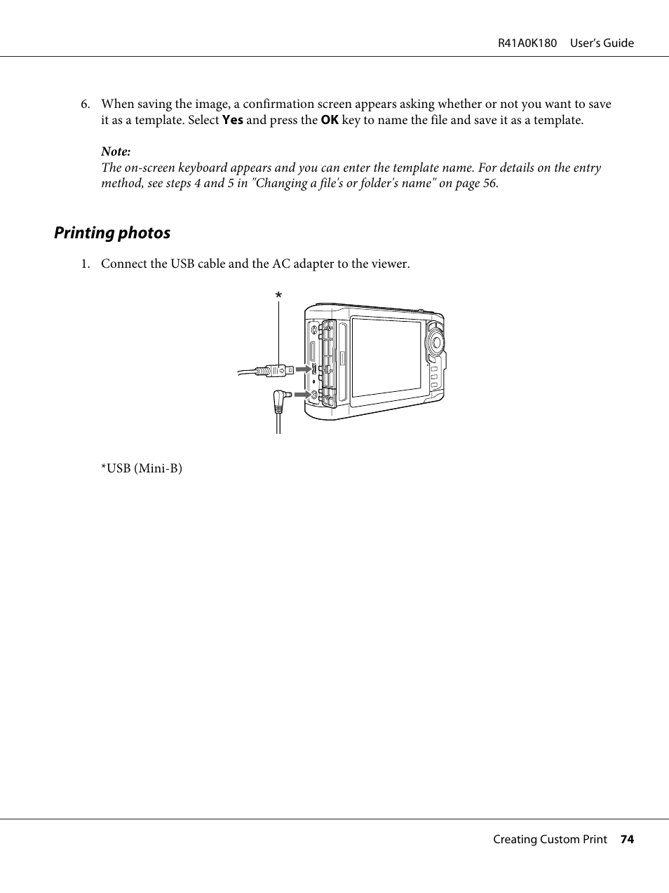 Printing photos | Epson P-7000 User Manual | Page 74 / 116