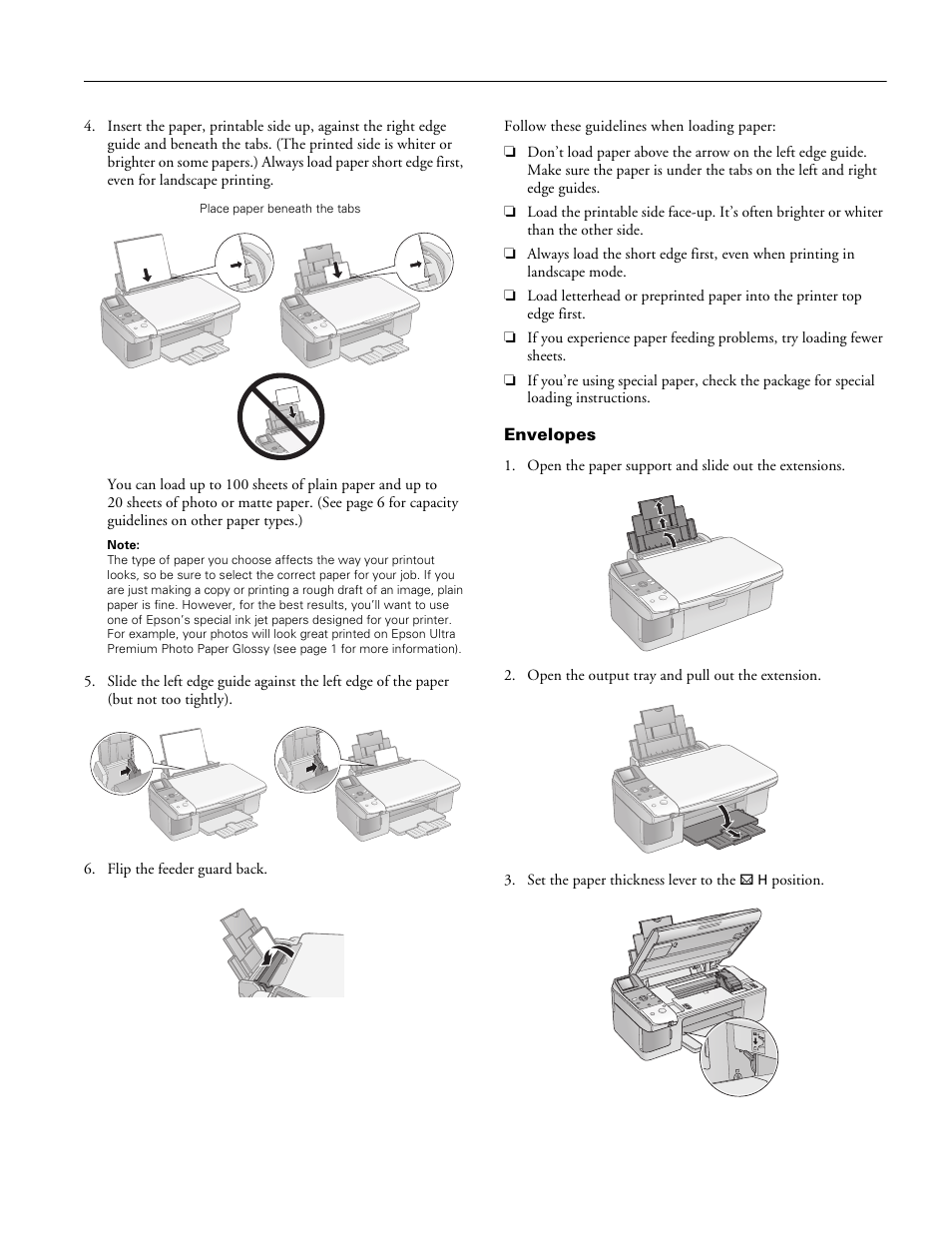 Envelopes | Epson Stylus CX6000 User Manual | Page 5 / 18