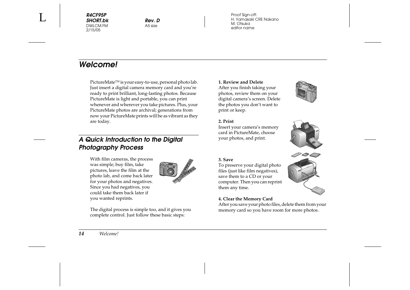 Welcome | Epson PictureMate 500 User Manual | Page 14 / 90