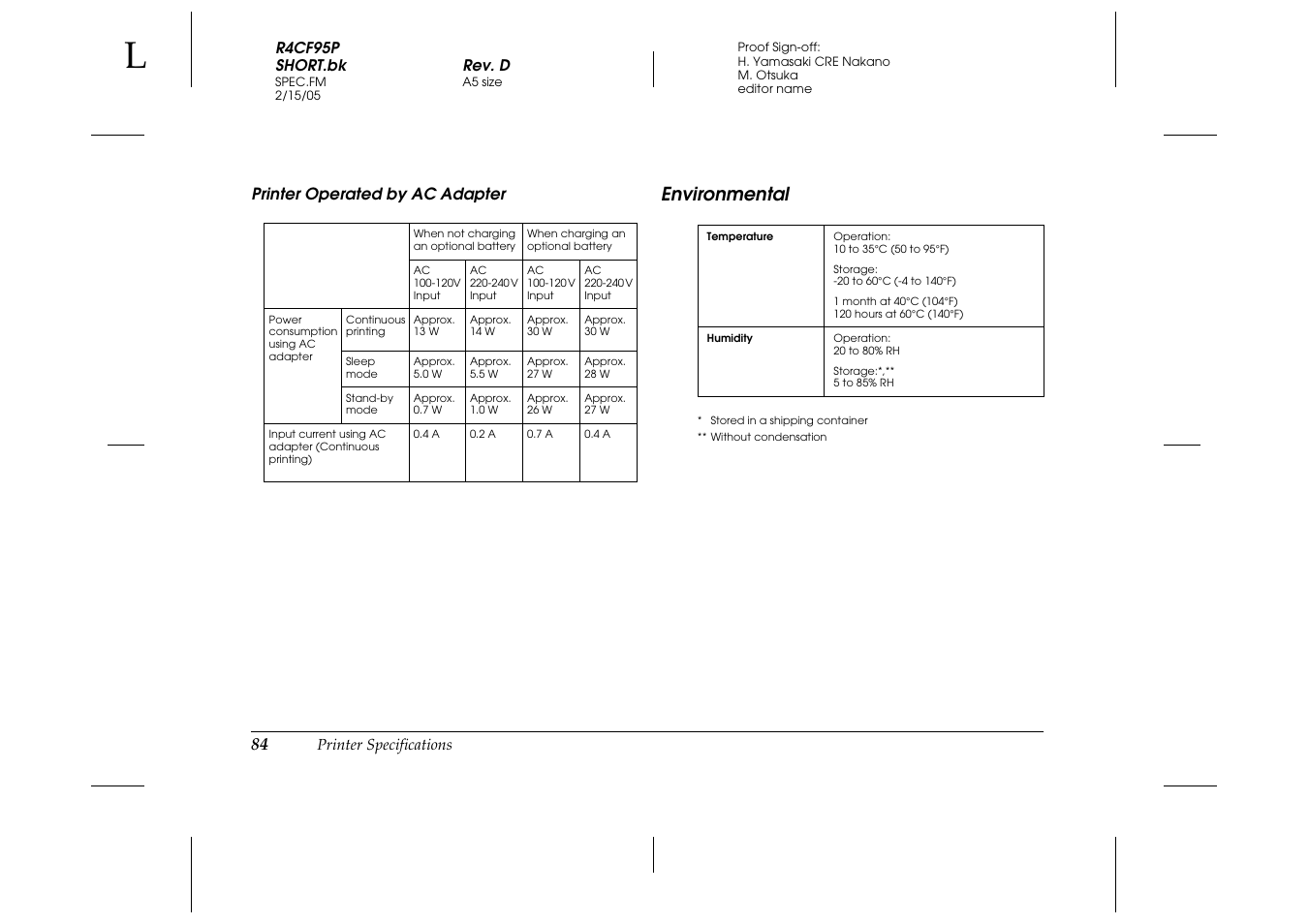 Environmental | Epson PictureMate 500 User Manual | Page 84 / 90