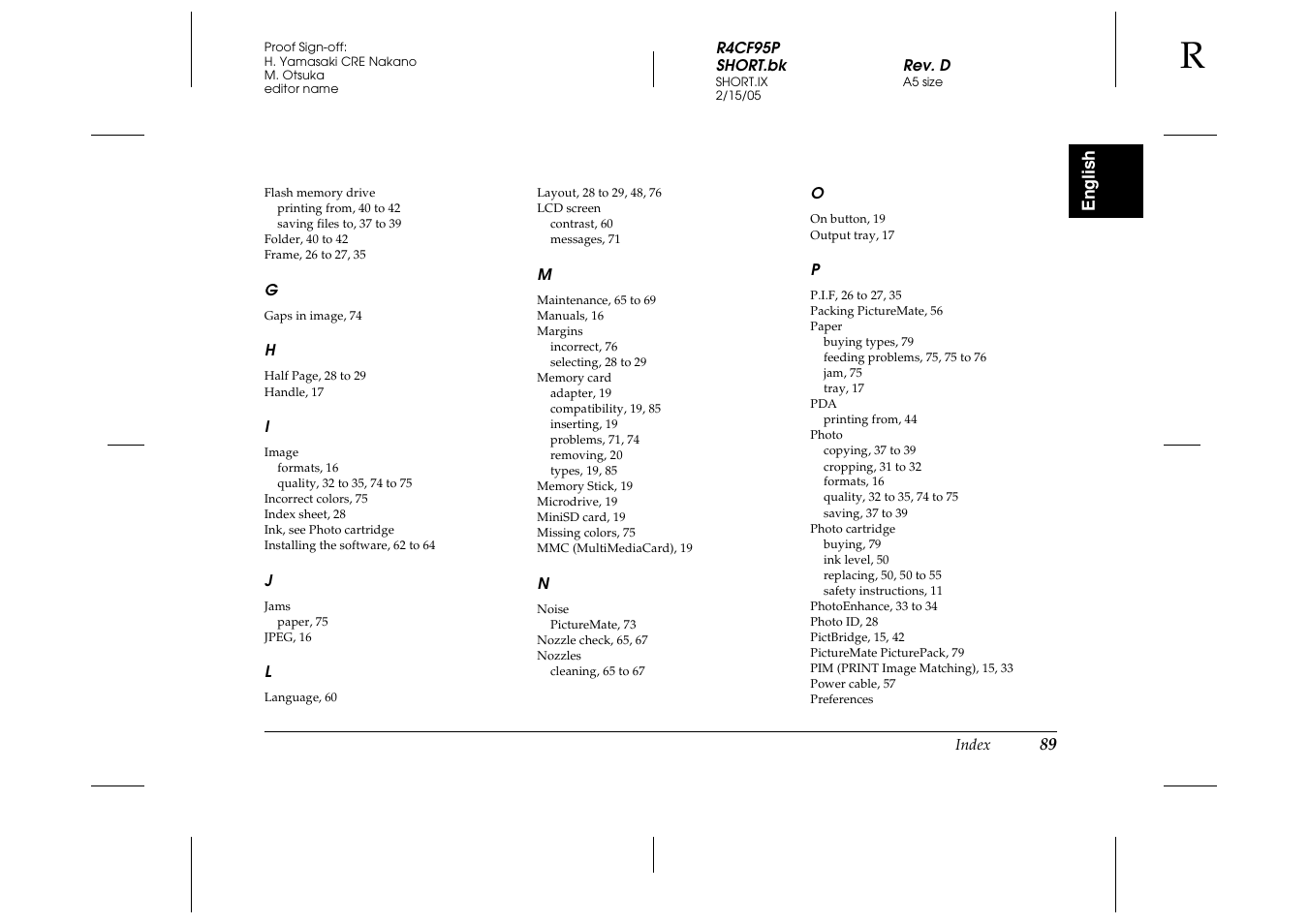 Epson PictureMate 500 User Manual | Page 89 / 90