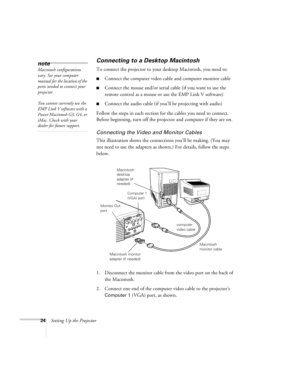 Connecting to a desktop macintosh | Epson 8200i User Manual | Page 30 / 122