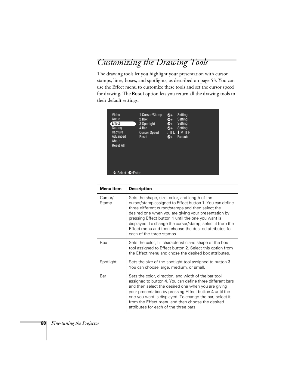 Customizing the drawing tools | Epson 8200i User Manual | Page 74 / 122