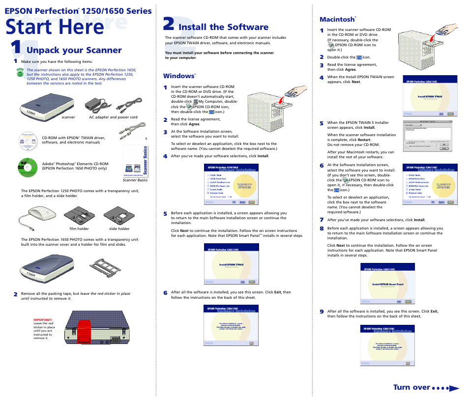 Epson Perfection 1250 User Manual | 2 pages