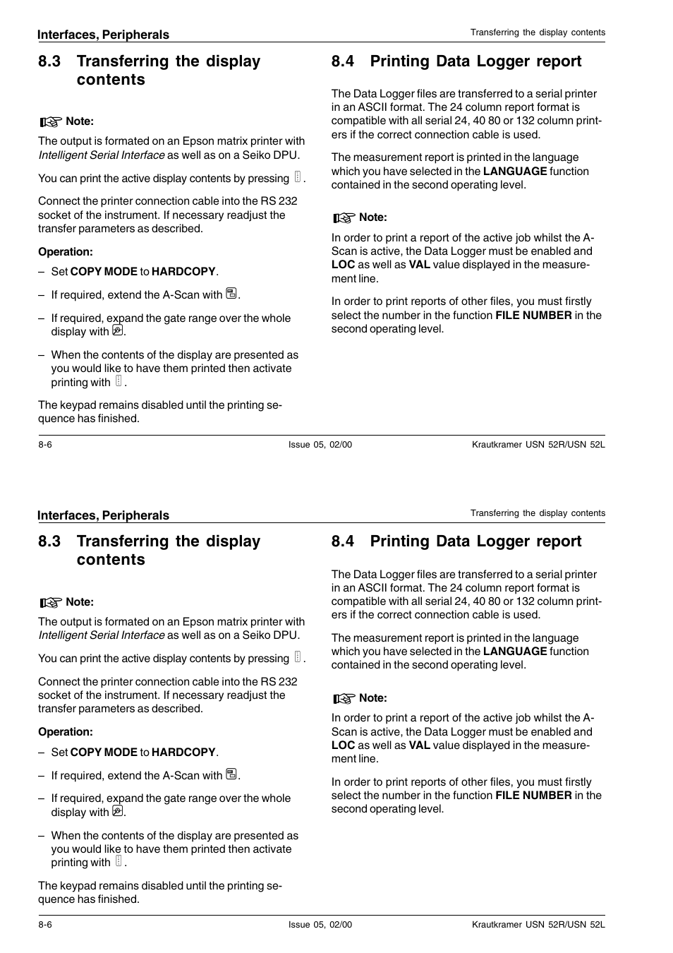 3 transferring the display contents, 4 printing data logger report | Epson USN 52L User Manual | Page 133 / 207