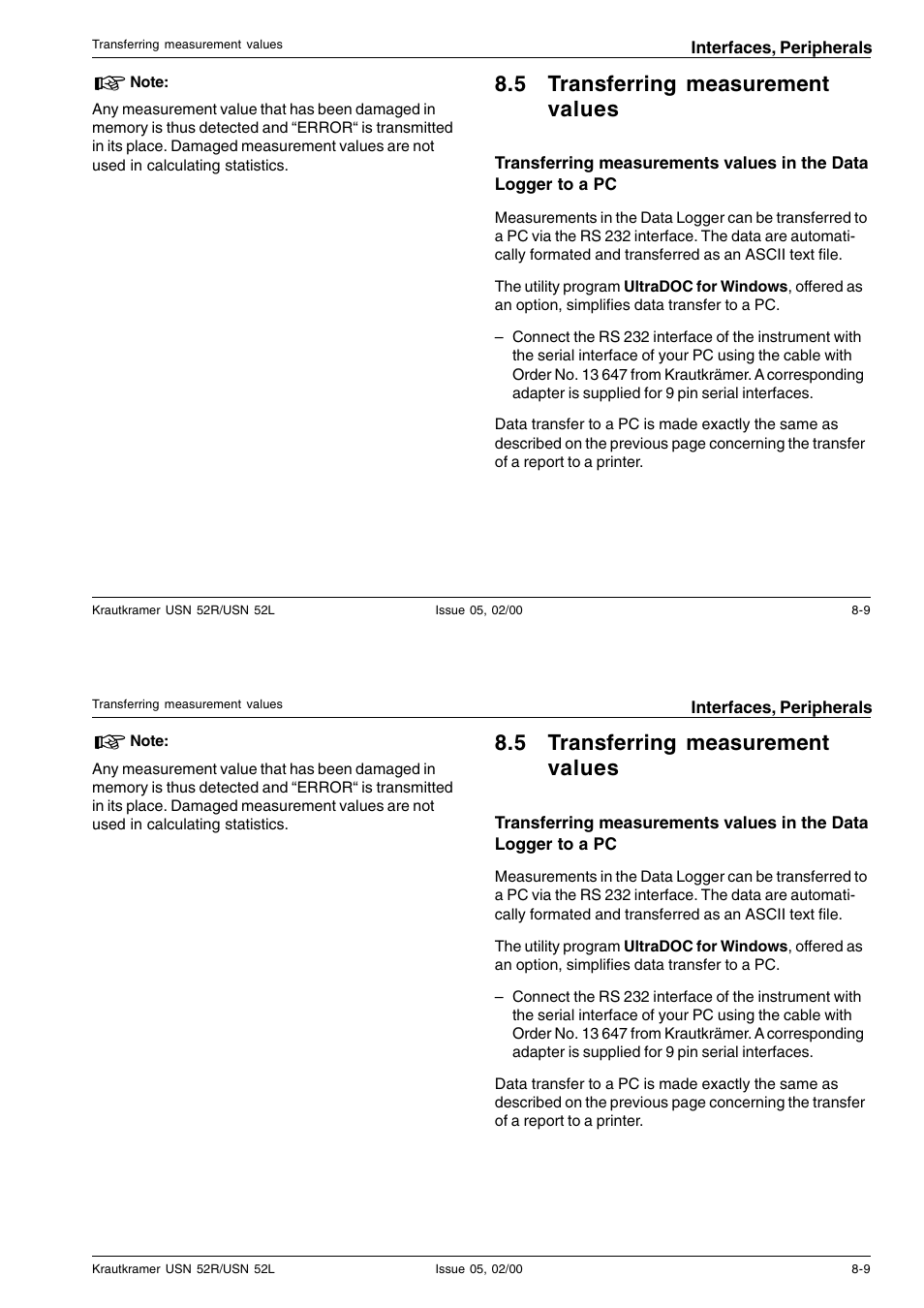 5 transferring measurement values | Epson USN 52L User Manual | Page 136 / 207