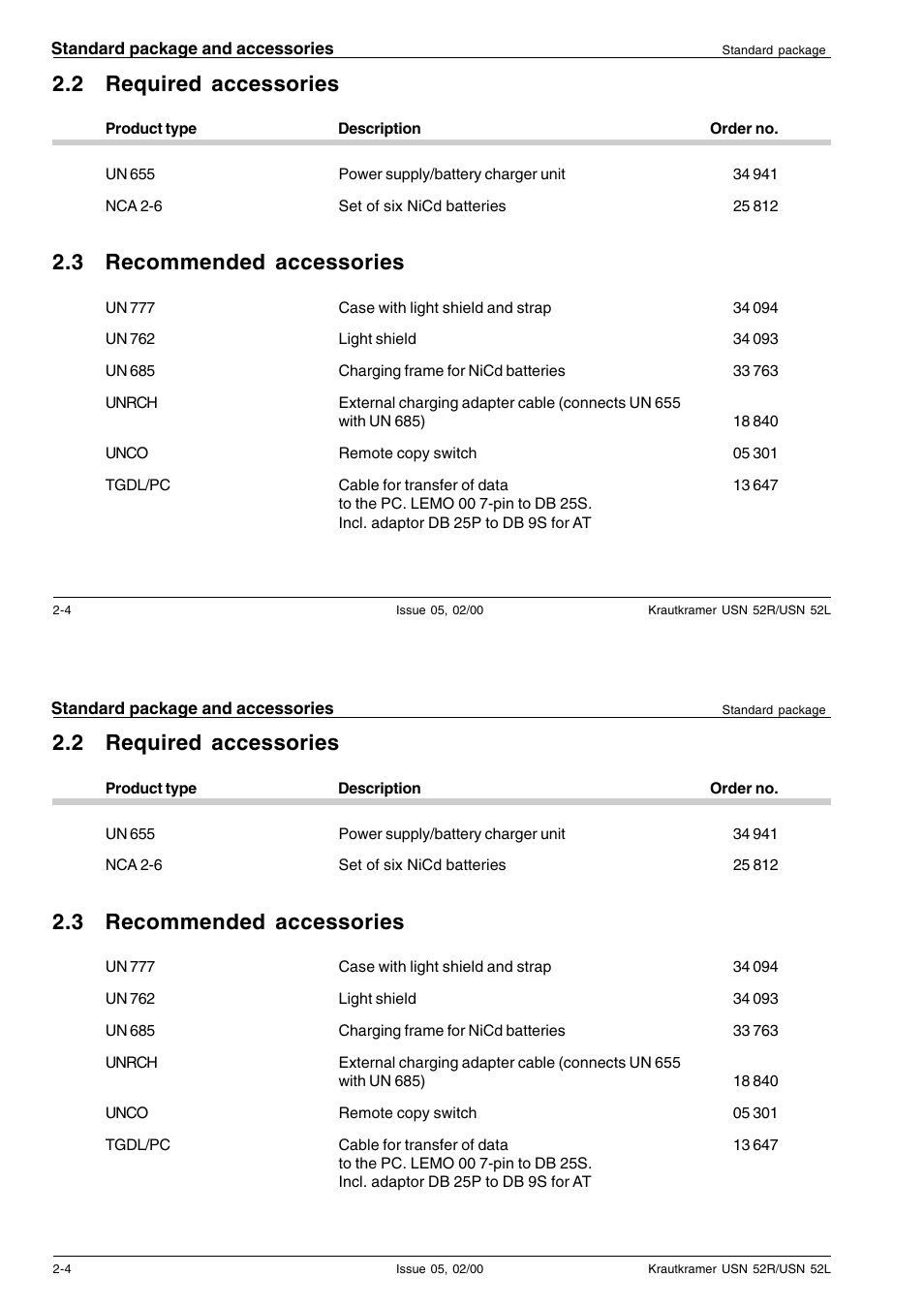 2 required accessories, 3 recommended accessories | Epson USN 52L User Manual | Page 23 / 207