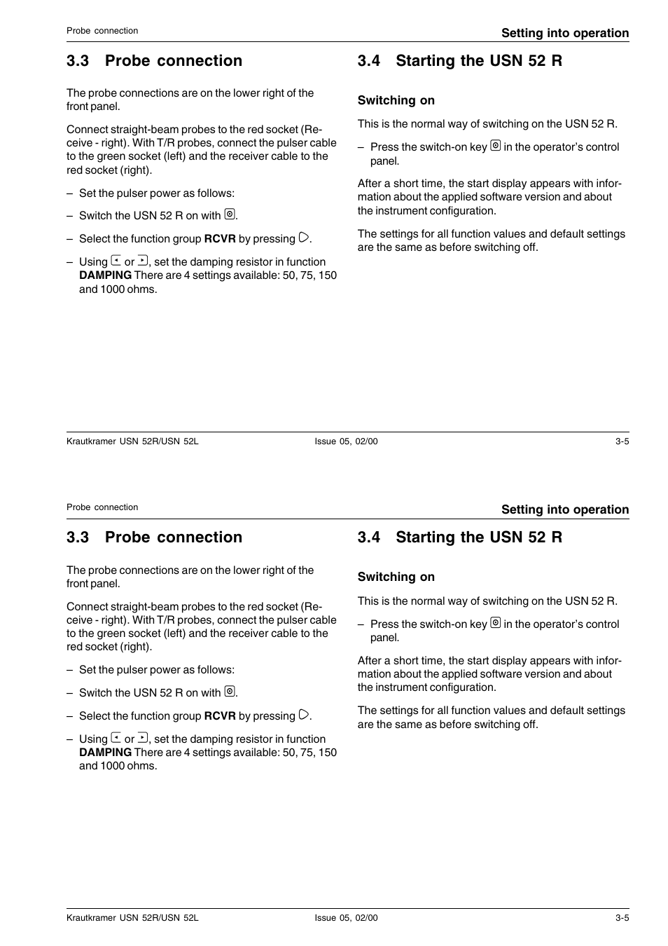 3 probe connection, 4 starting the usn 52 r | Epson USN 52L User Manual | Page 30 / 207