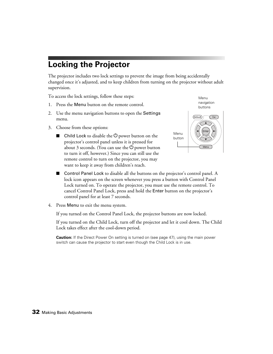 Locking the projector | Epson 6100 User Manual | Page 32 / 80