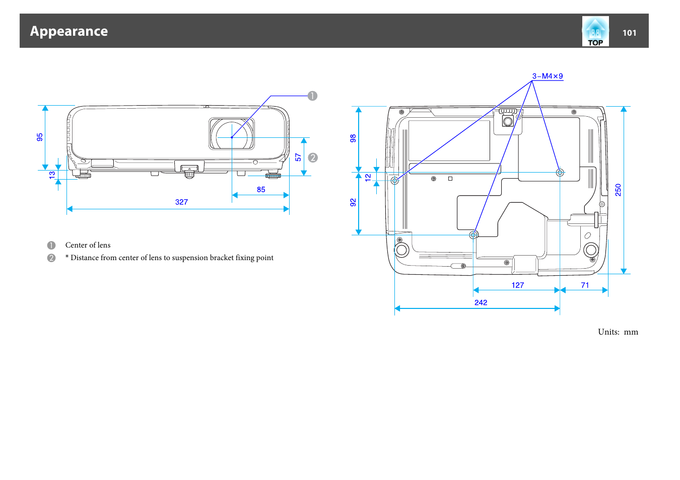 Appearance | Epson EB-825 User Manual | Page 101 / 121