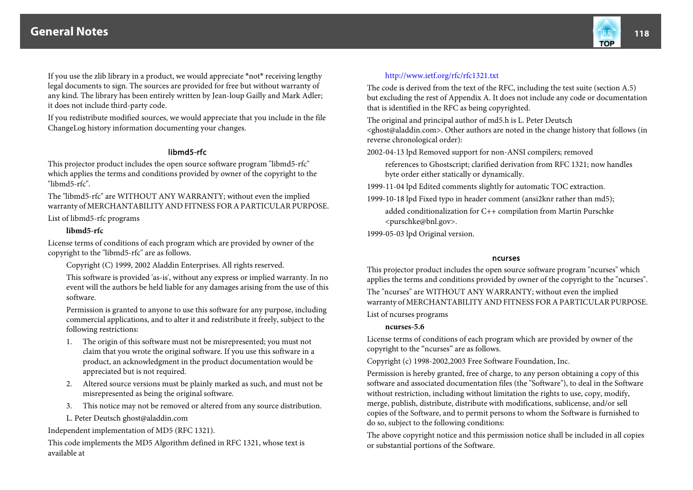 Epson EB-825 User Manual | Page 118 / 121