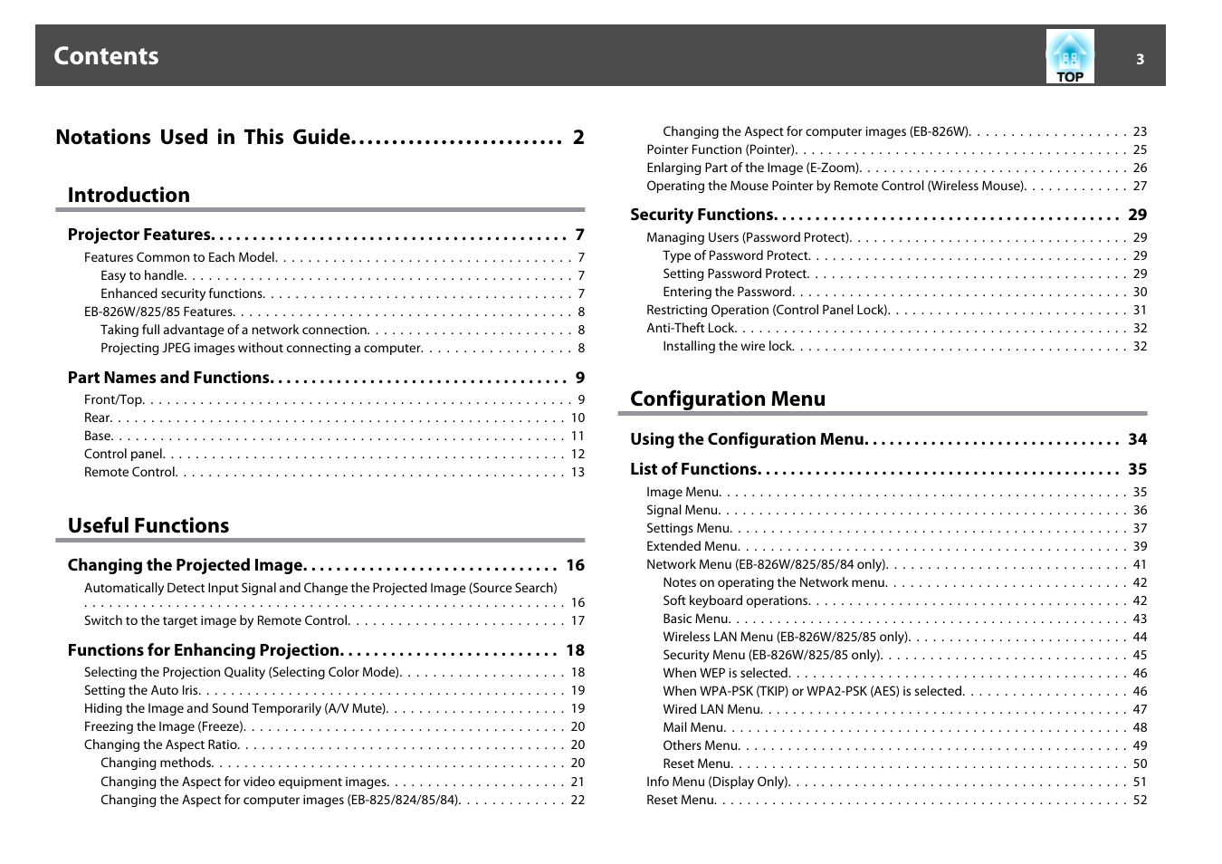 Epson EB-825 User Manual | Page 3 / 121