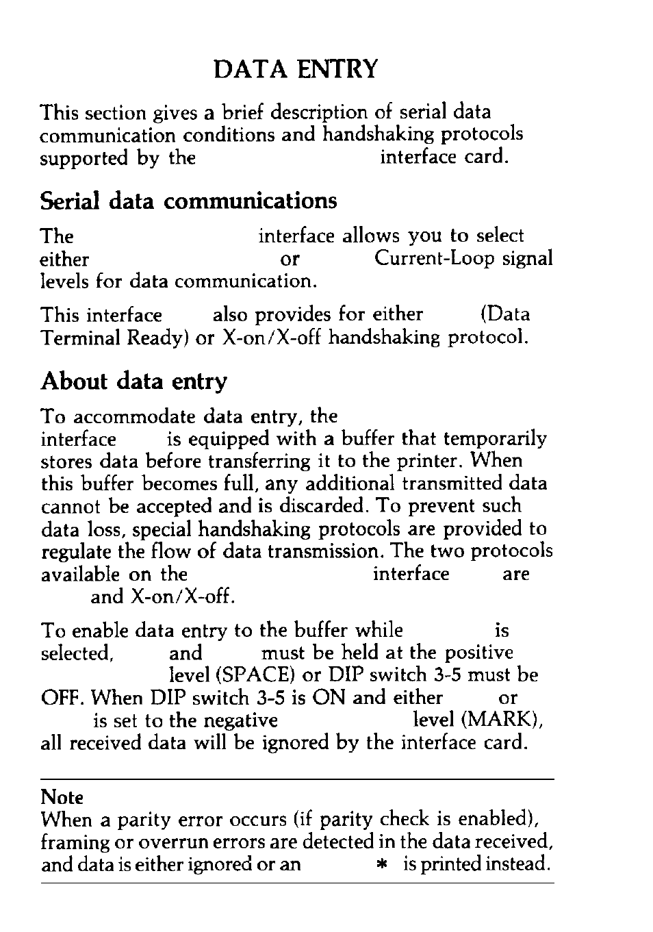 Data entry, Serial communication, About data entry | Epson C823088 User Manual | Page 19 / 37