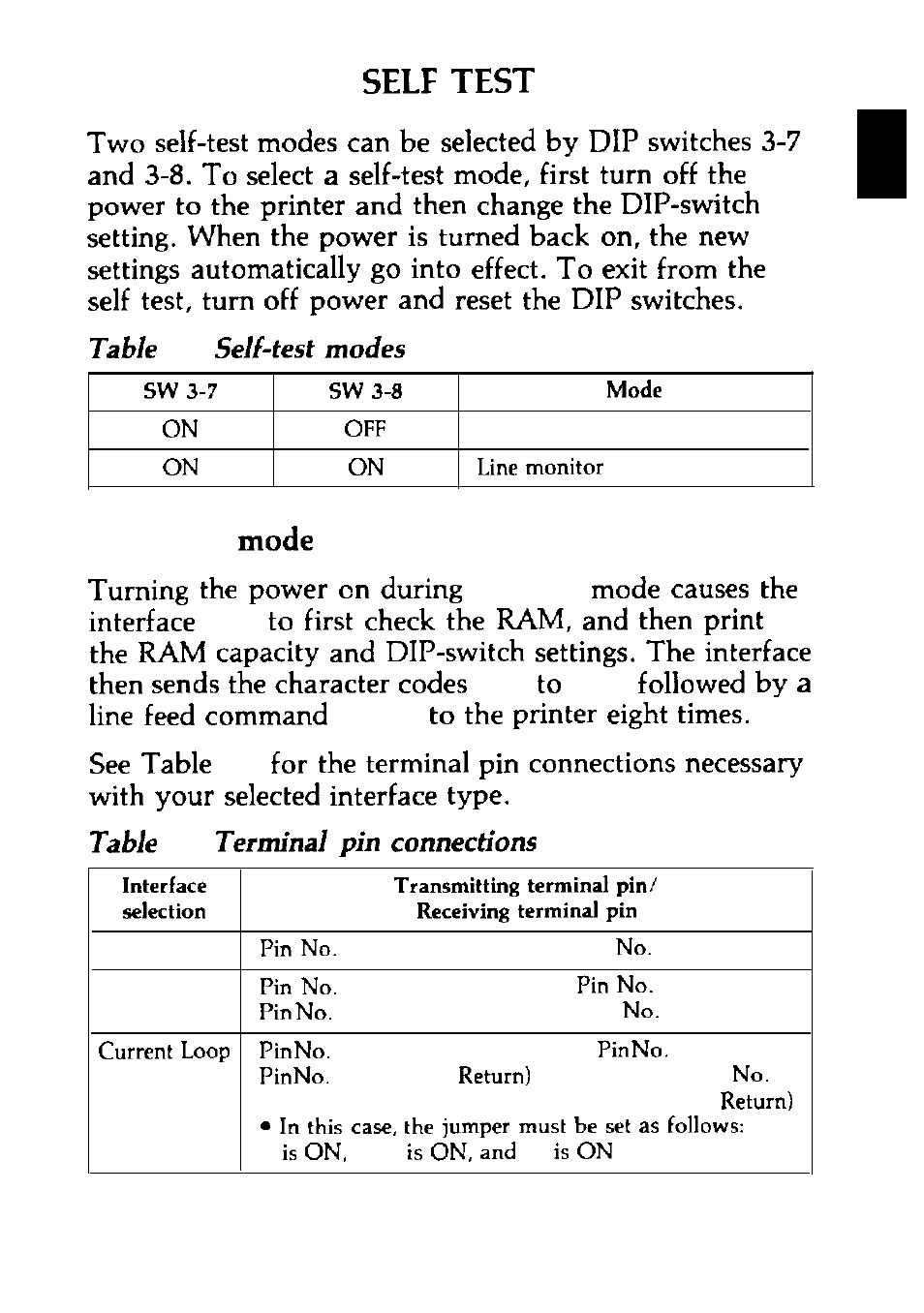 Self test, Loopback mode | Epson C823088 User Manual | Page 24 / 37