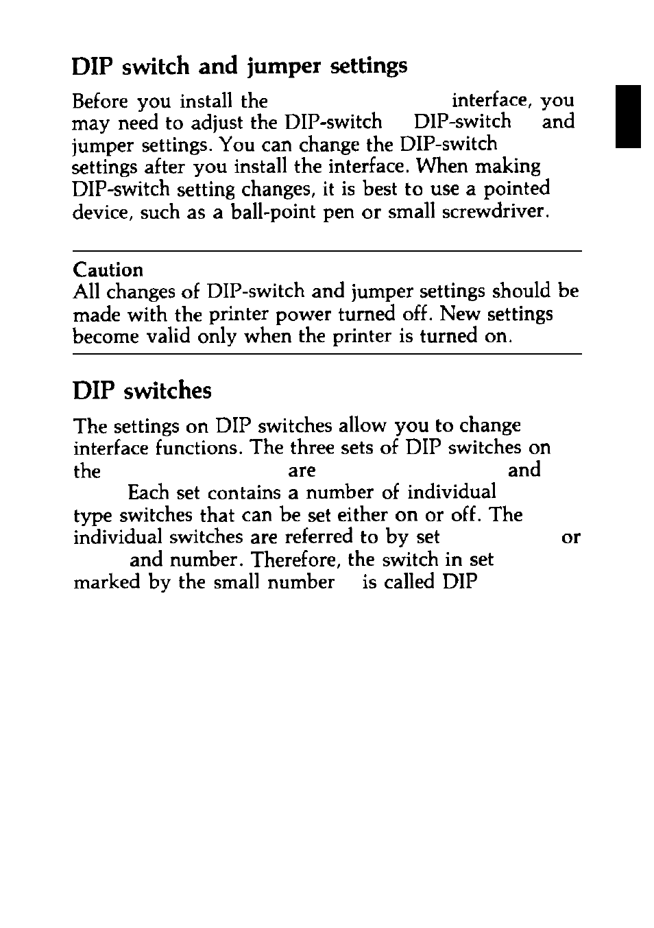 Dip-switch and jumper settings, Dip switches | Epson C823088 User Manual | Page 8 / 37