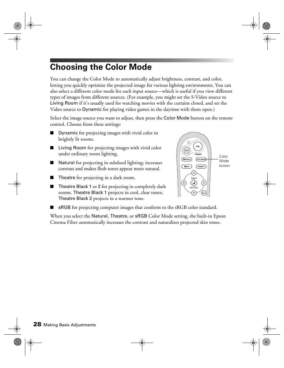 Choosing the color mode | Epson 400 Series User Manual | Page 28 / 76