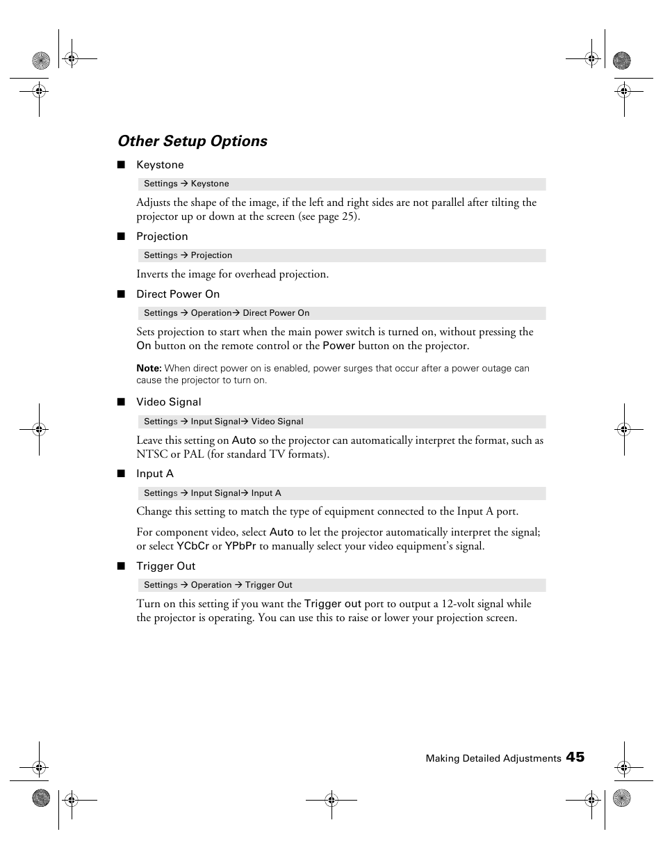 Other setup options | Epson 400 Series User Manual | Page 45 / 76