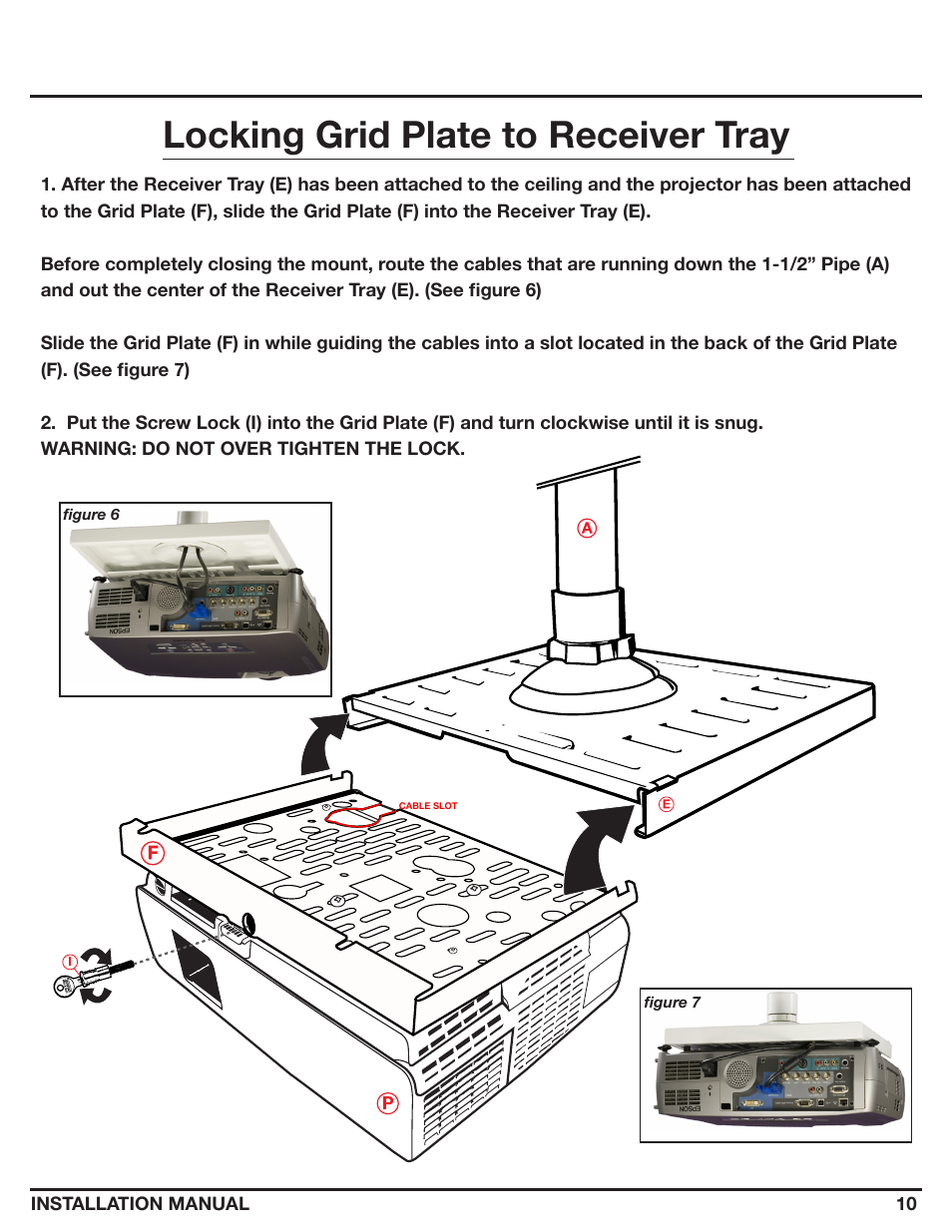 Locking grid plate to receiver tray | Epson ELPMBATA User Manual | Page 10 / 11